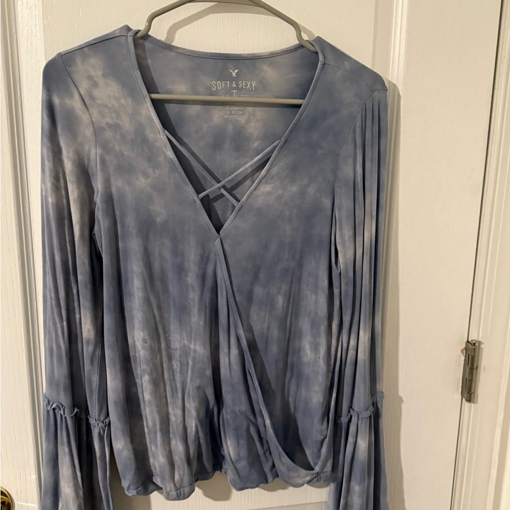 American Girl Soft Blue Tie-Dye Blouse